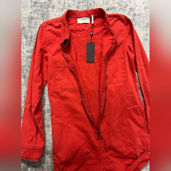 Red Long-Sleeve Jumpsuit - Picture 6 of 10